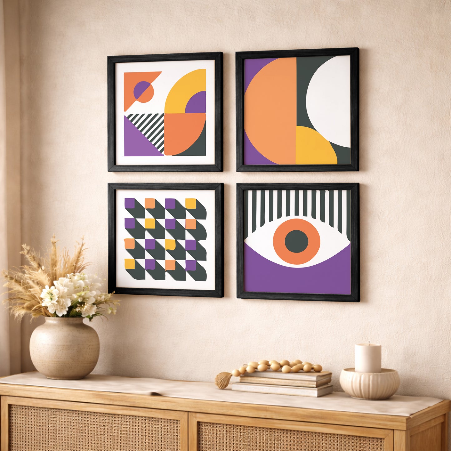 Modern Geometry Wall Art Set of 4