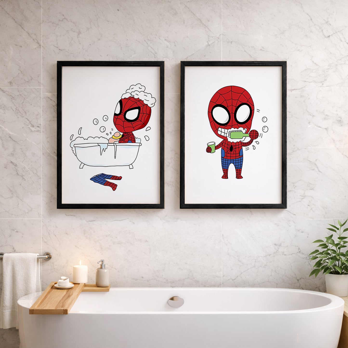 Spider-Man Bathroom Wall Frames Set of 2