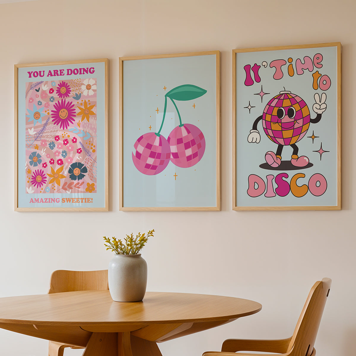 Retro Disco Pop Art Set of 3