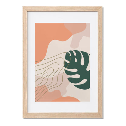 Abstract Monstera Leaf Wall Frame – Set of 1