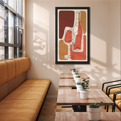 Abstract Wine Bottle & Glass Wall Art
