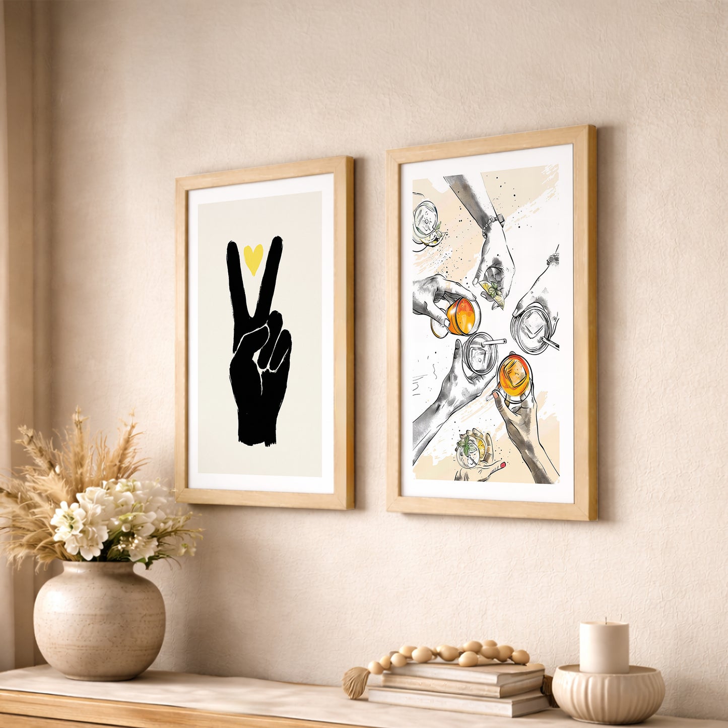 Peace Sign & Social Gathering Wall Art Set