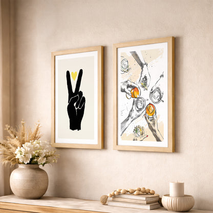 Peace Sign & Social Gathering Wall Art Set