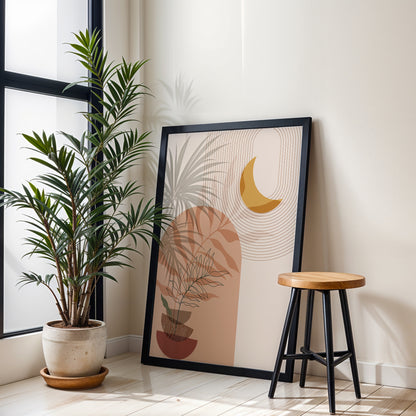 Celestial Botanical Abstract Wall Frame – Set of 1