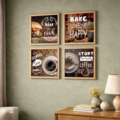 Rustic Coffee & Kitchen Wall Art Set of 4