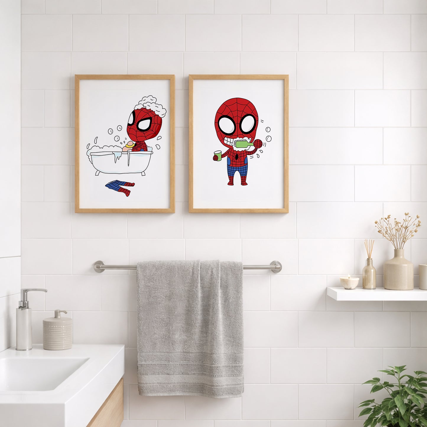 Spider-Man Bathroom Wall Frames Set of 2