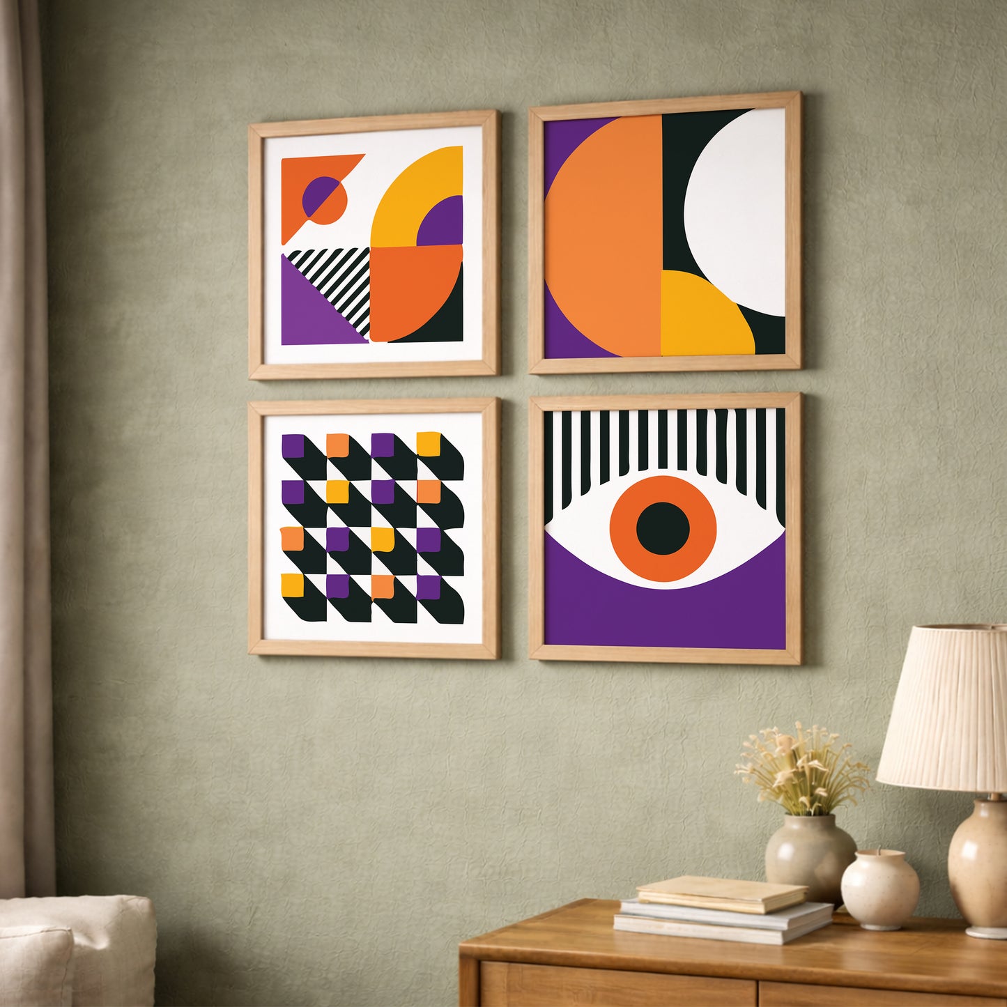 Bold Geometric Modern Wall Frames Set of 4