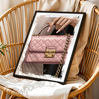 Blush Pink Quilted Handbag Fashion Wall Art