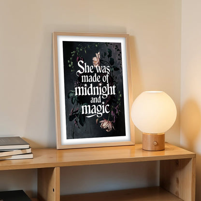 "She Was Made of Midnight and Magic" Quote Framed Print