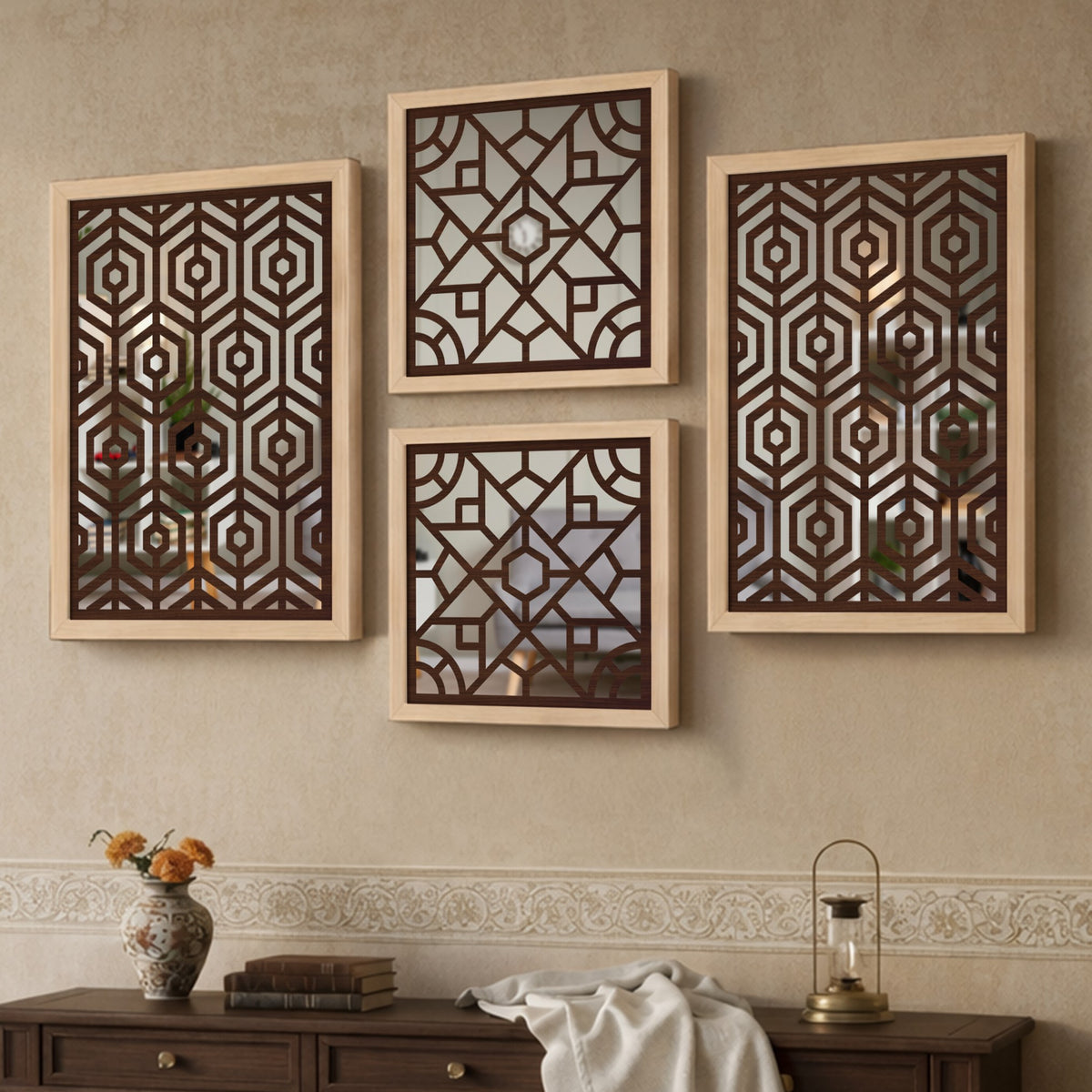 Hexara Mirror Art Set of 4
