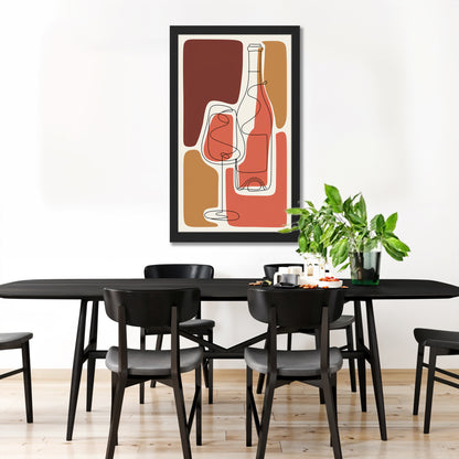 Abstract Wine Bottle & Glass Wall Art