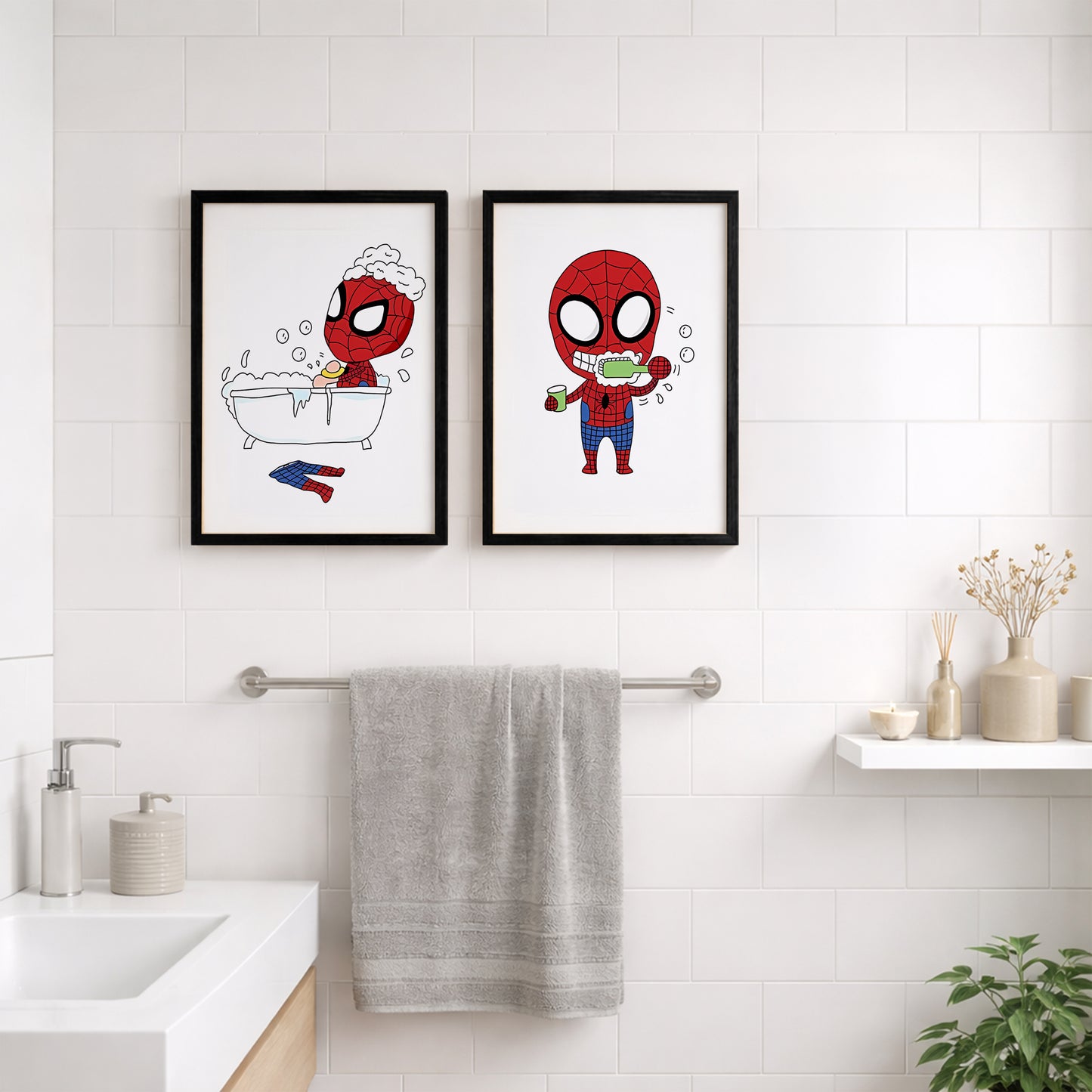 Spider-Man Bathroom Wall Frames Set of 2
