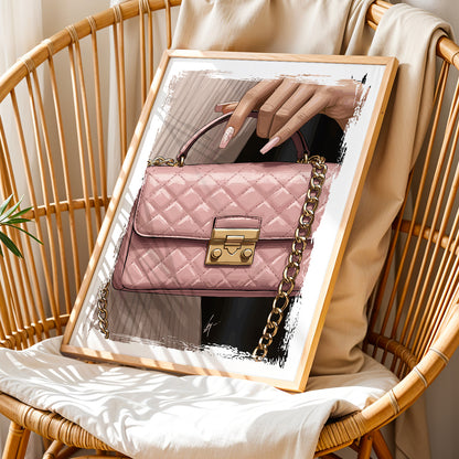 Blush Pink Quilted Handbag Fashion Wall Art