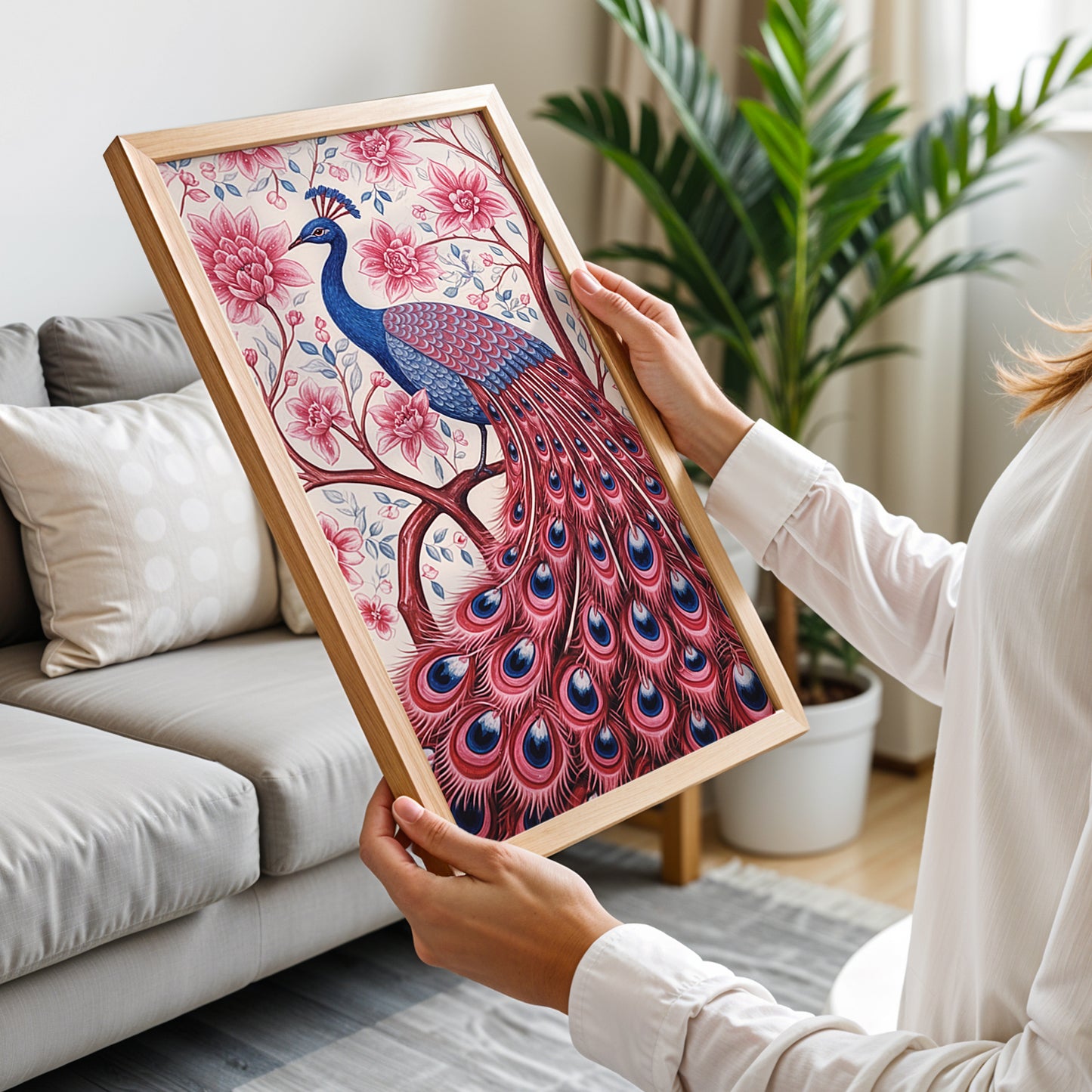 Blush Peacock Wall Frame