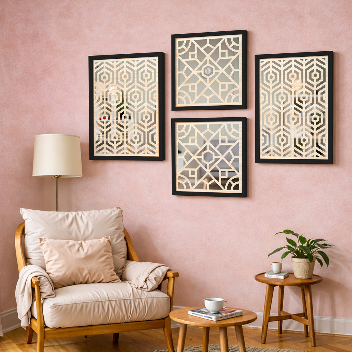 Hexara Mirror Art Set of 4