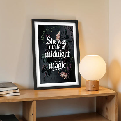 "She Was Made of Midnight and Magic" Quote Framed Print