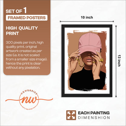 Pink Cap Fashion Girl Framed Wall Art Print