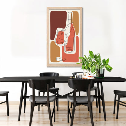 Abstract Wine Bottle & Glass Wall Art