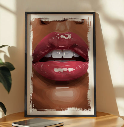 Glossy Lips Pop Art Framed Wall Decor