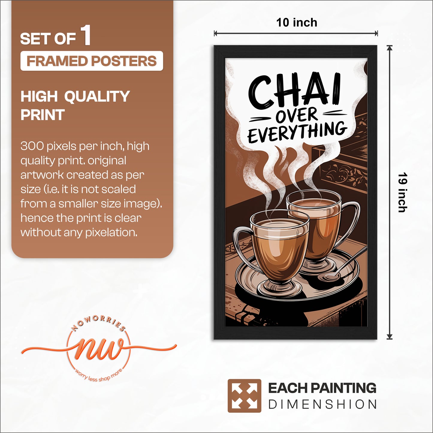 Chai Over Everything Wall Frame Set of 1