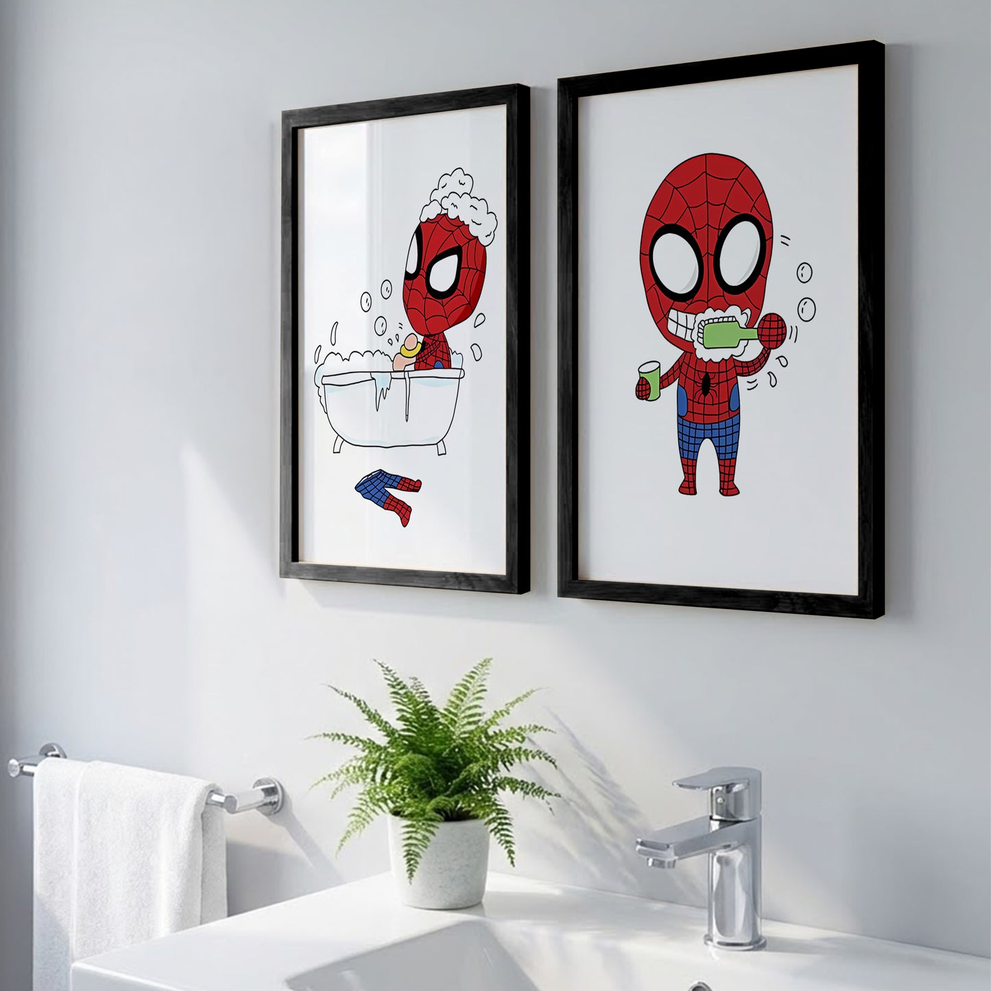 Spider-Man Bathroom Wall Frames Set of 2
