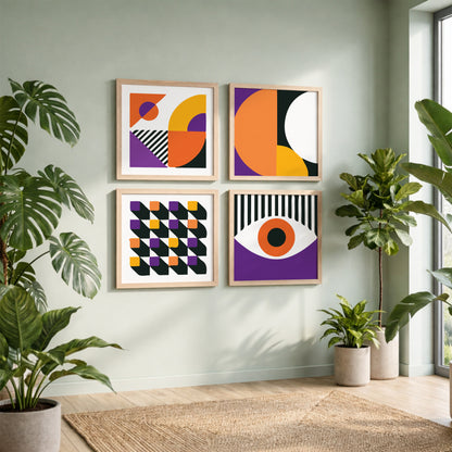 Bold Geometric Modern Wall Frames Set of 4