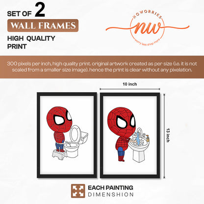 Spider-Man Bathroom Wall Frames Set of 2