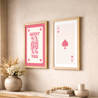 Lucky in Love Playing Card Wall Art Set of 2