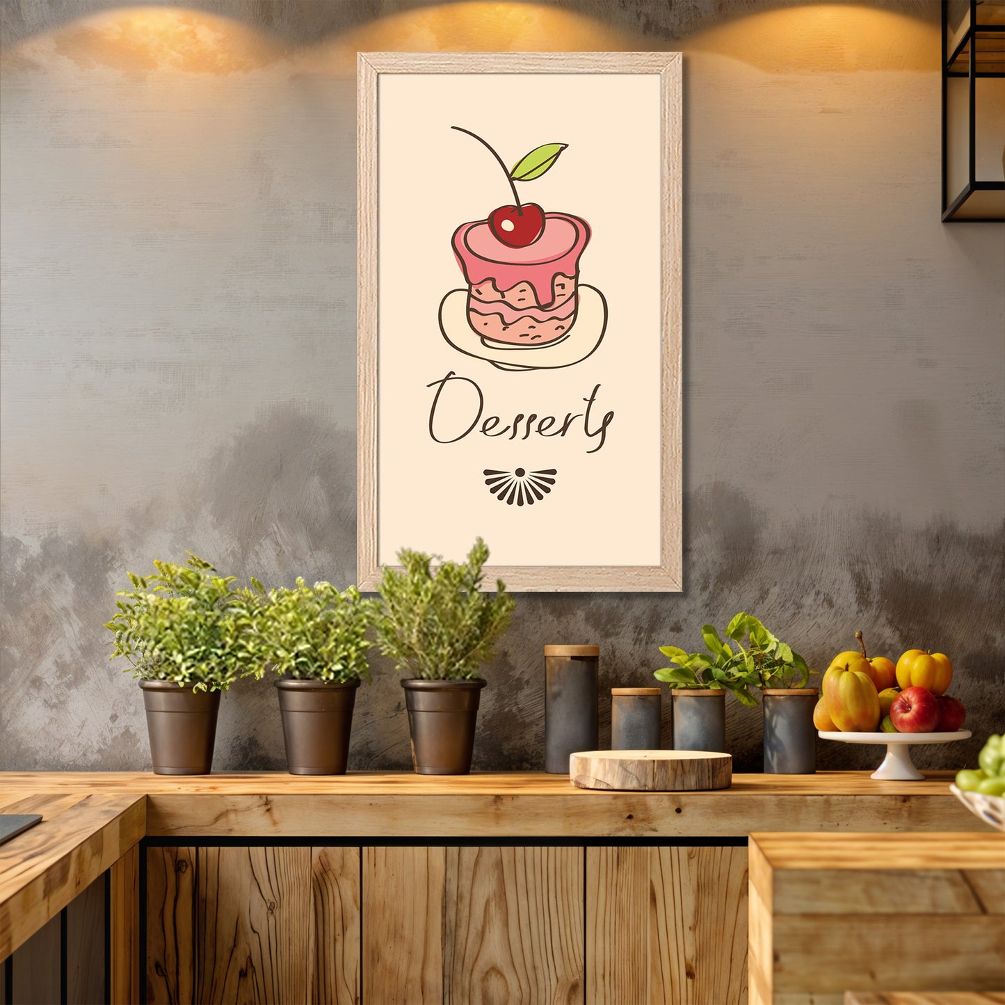Dessert Illustration Wall Frame Set of 1