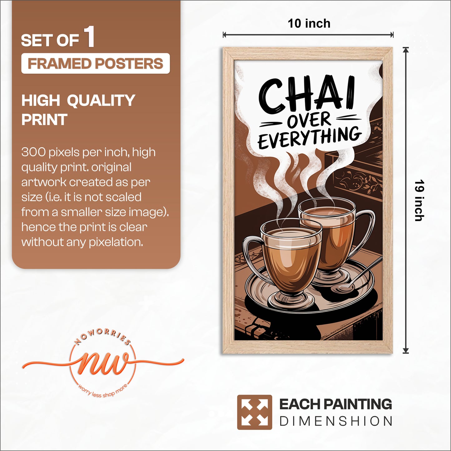 Chai Over Everything Wall Frame Set of 1