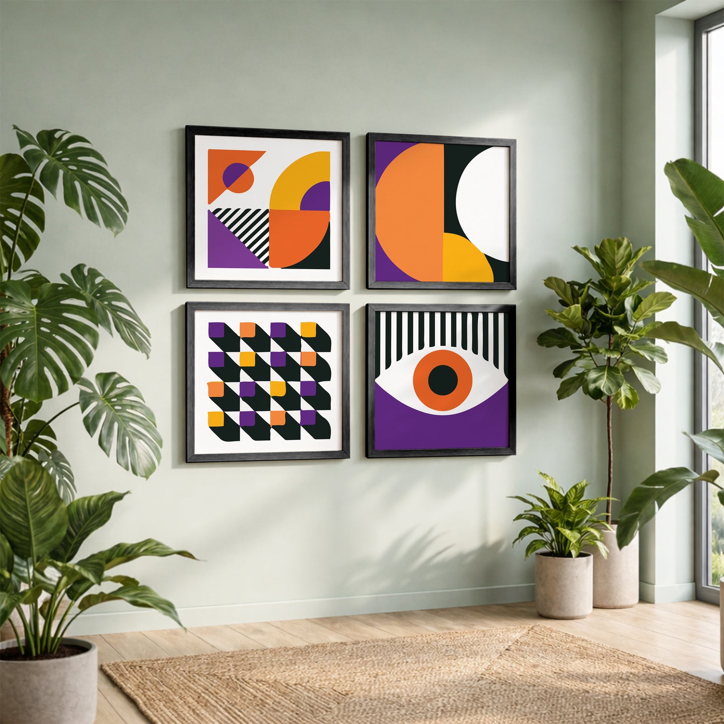 Bold Geometric Modern Wall Frames Set of 4