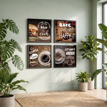 Rustic Coffee & Kitchen Wall Art Set of 4