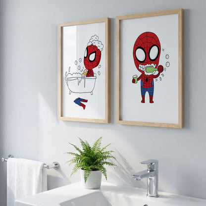 Spider-Man Bathroom Wall Frames Set of 2