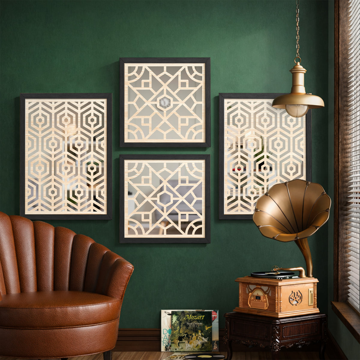 Hexara Mirror Art Set of 4
