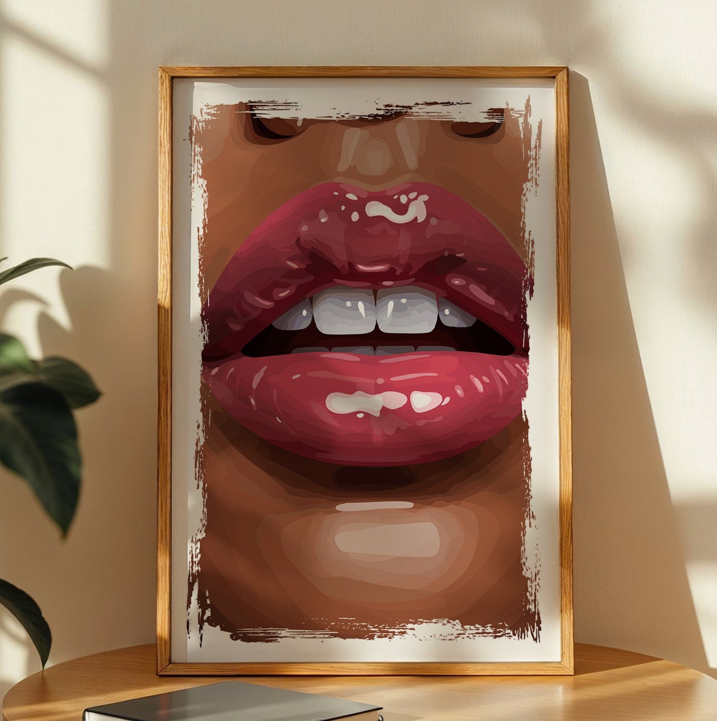 Glossy Lips Pop Art Framed Wall Decor
