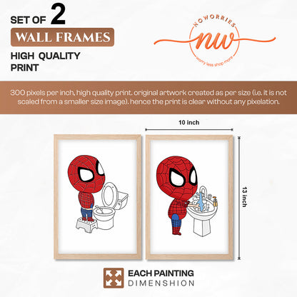 Spider-Man Bathroom Wall Frames Set of 2