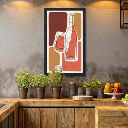 Abstract Wine Bottle & Glass Wall Art