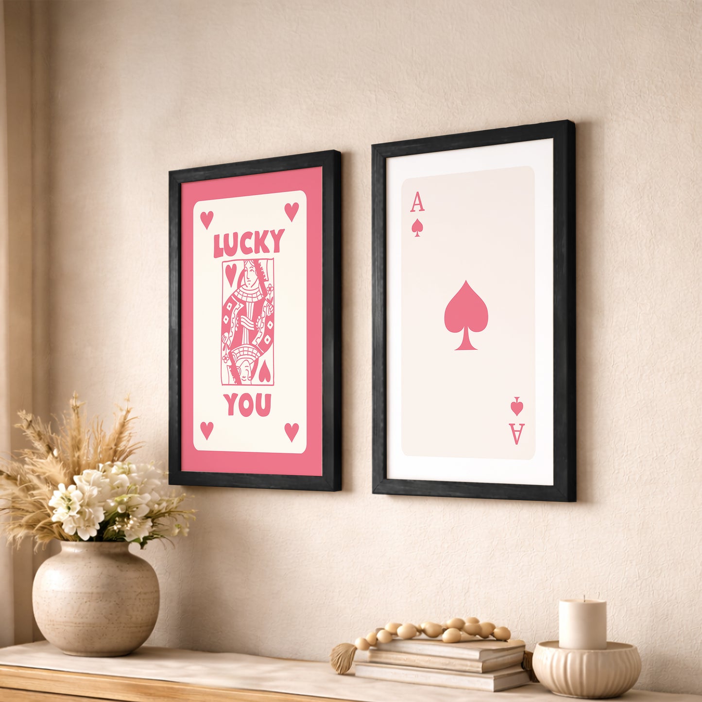 Lucky in Love Playing Card Wall Art Set of 2