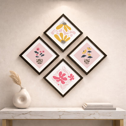 Pastel Floral Wall Frame Set of 4
