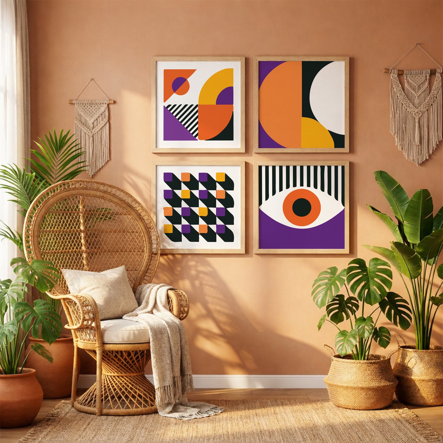 Bold Geometric Modern Wall Frames Set of 4