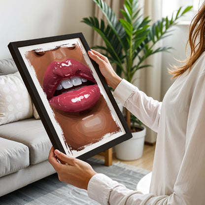 Glossy Lips Pop Art Framed Wall Decor