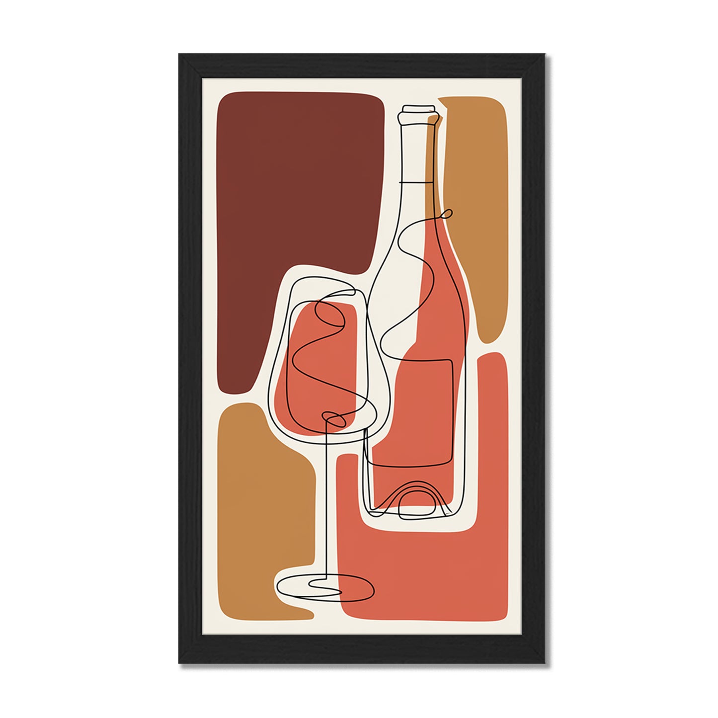 Abstract Wine Bottle & Glass Wall Art
