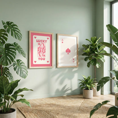 Lucky in Love Playing Card Wall Art Set of 2
