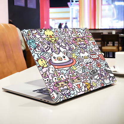 Cute Unicorn Doodle Laptop Skin
