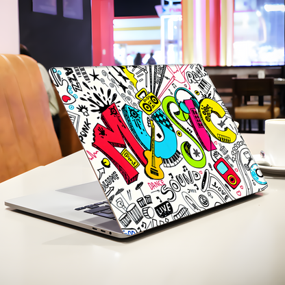 Music Vibes Doodle Laptop Skin