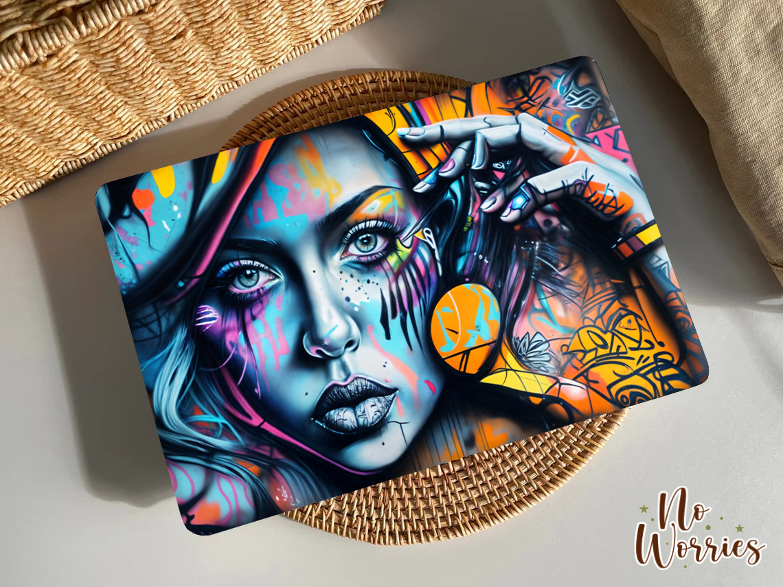 Neon Graffiti Portrait Laptop Skin