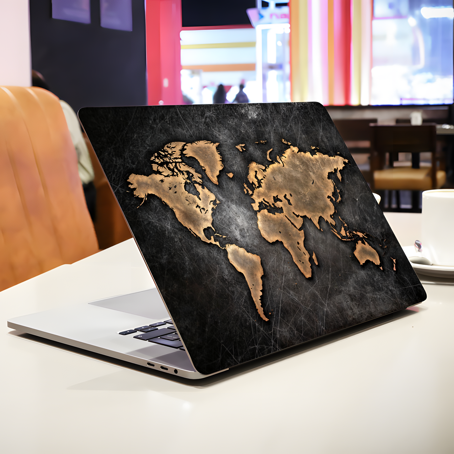 Vintage Gold World Map Laptop Skin