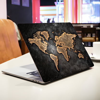 Vintage Gold World Map Laptop Skin