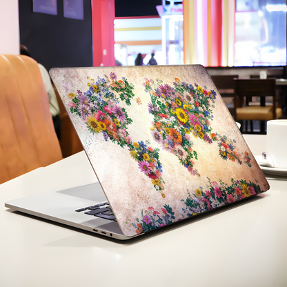 Floral World Map Laptop Skin