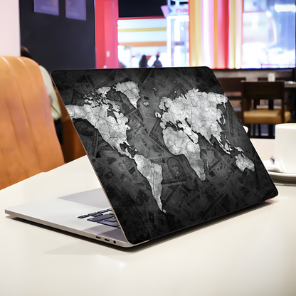 Monochrome World Map Laptop Skin